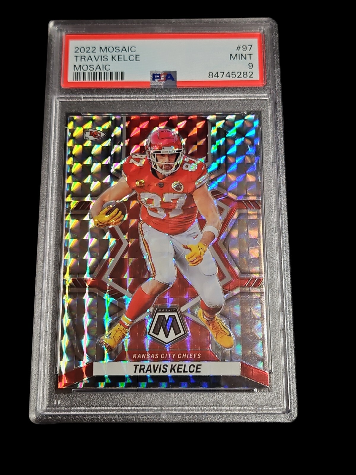 Travis Kelce 2022 Mosaic  #97 PSA 9 MINT Kansas City Chiefs Case Hit 