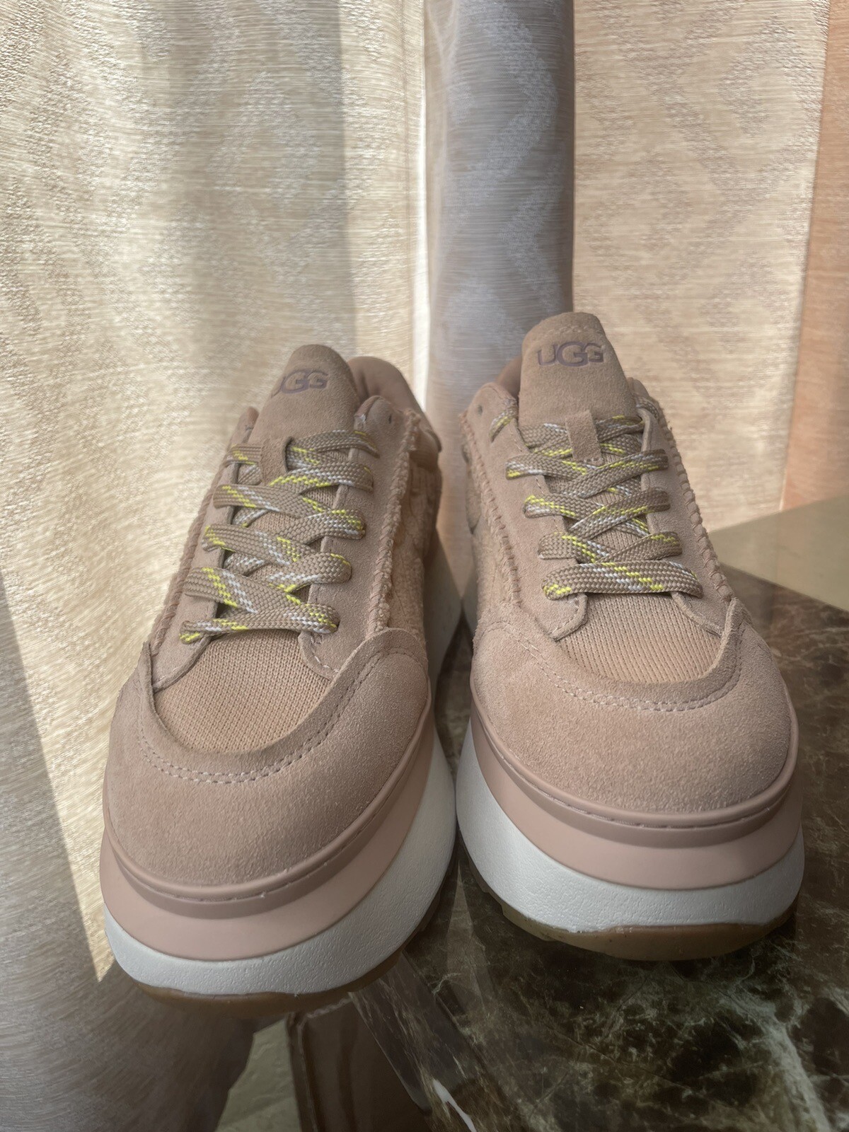 UGG Marin Logo Embossed Platform Sneaker LaceUp Women's Shoes, Pink