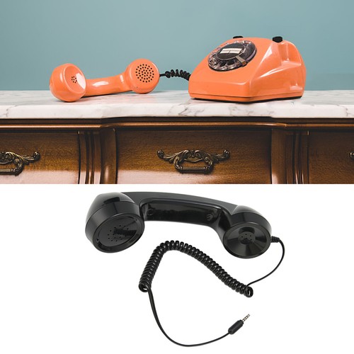 (Black) Retro 3.5mm Telephone Handset Cell Phone Receiver Mic Microphone Fit - Picture 6 of 22