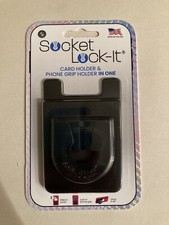 Socket Lock-It, Adhesive Card Holder  Phone Grip Holder in One NEW SEALED AQUA