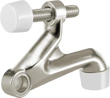 Hinge Pin Door Stopper, Adjustable with Rubber Bumper Tips, Satin Nickel