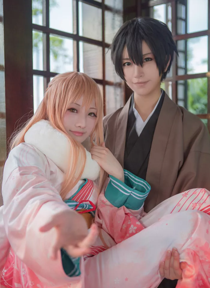 asuna from sword art online, wearing yukata, anime s