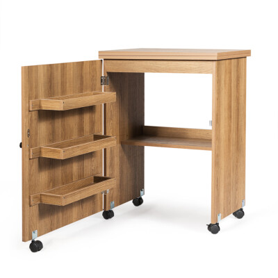 Folding Sewing Craft Table Shelf Storage Cabinet Furniture W Wheels Natural Folding Sewing Craft Table Shelf, Folding Craft Table With Wheels