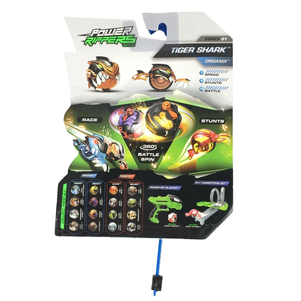 Power Rippers Single Pack Ripper and Rip Cord Tiger Shark Organix Series 01 NEW - Image 3 of 3
