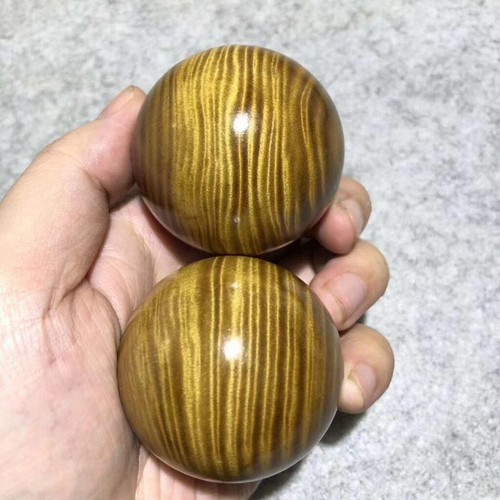 50mm A Pair Chinese Natural Jinsinanmu Handmade Health Ball Statue 11265 - 第 7/9 張圖片