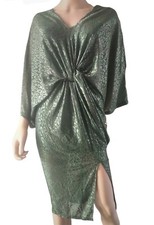 Women's Beach/Holiday Dress Green Leopard Mesh Twisted Dress Size 8