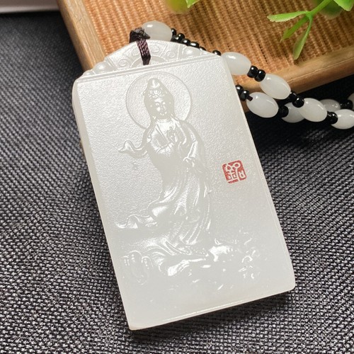 Chinesischer antiker Anhänger der Marke Guanyin weiße Jade Sammlung - Bild 5 von 9