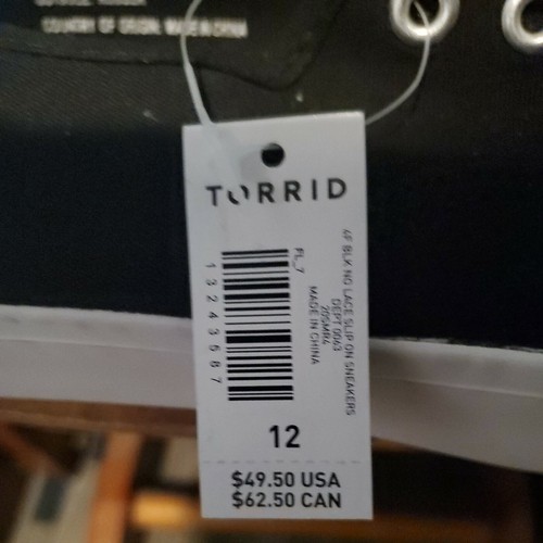 Mujer No Encaje Negro Slip On Sneakers Sz 12 Casual Wear Nuevo Con Etiquetas-Torrid - Imagen 12 de 12