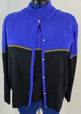 Karen Lessly women 2 piece cardigan Pullover sweater top separates size L - XL