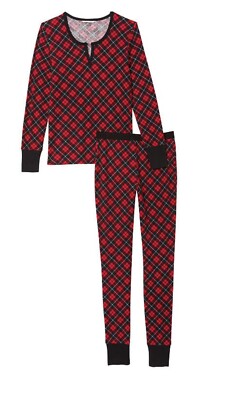 【新品】Victoria's Secret 赤ドット柄ルームウェア S Victoria's Secret Thermal Pajama Size M Regular Set Red Plaid New