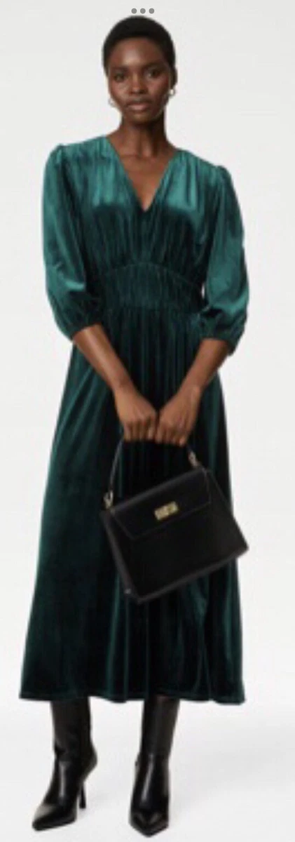 M&s green hotsell velvet dress