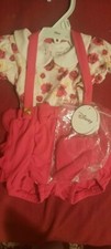Disney Tutu Couture 0-3m Beauty  Beast Red Rose Suit Ruffle Suspender Set