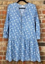 GAP Dropwaist Zen Indigo Print Blue White Floral Dress Womens 0