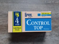 Leggs L'eggs Control Top Pantyhose Sheer Toe Off Black Size B 4 Pairs