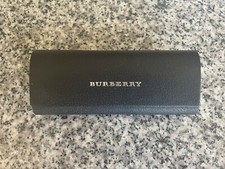 Burberry Black Leather Glasses Sunglasses Hard Shell Case Size Large