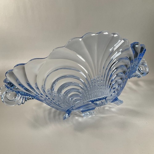 Cambridge Caprice Moonlight Blue 4-Toed Oval Bowl Large 12 1/2" 1940s - Picture 3 of 4