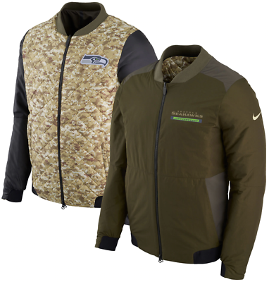 【NFL ウォームアップ】NIKE シーホークス サテンジャケット Nike Seattle Seahawks Salute to Service Reversible Bomber Jacket