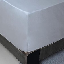 Twin XL Size Fitted Sheet Only Gray 100 Egyptian Cotton 600 Thread Count 16"...