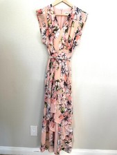 Eliza J Womens 2 Floral Print Surplice Maxi Dress Sleeveless