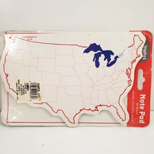 Creative Shapes U.S. Map Notepad 50 Sheets Fun For Kids 8" Wide