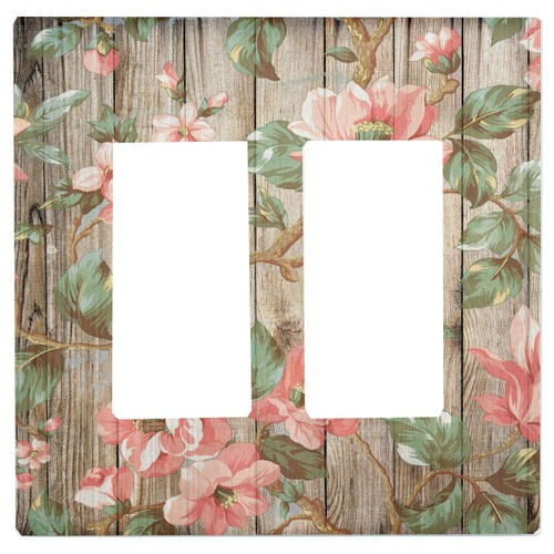 Pink Flowers on plank image Switch Cover, Home Decor, Night Light, Cabinet knob - Picture 6 of 12