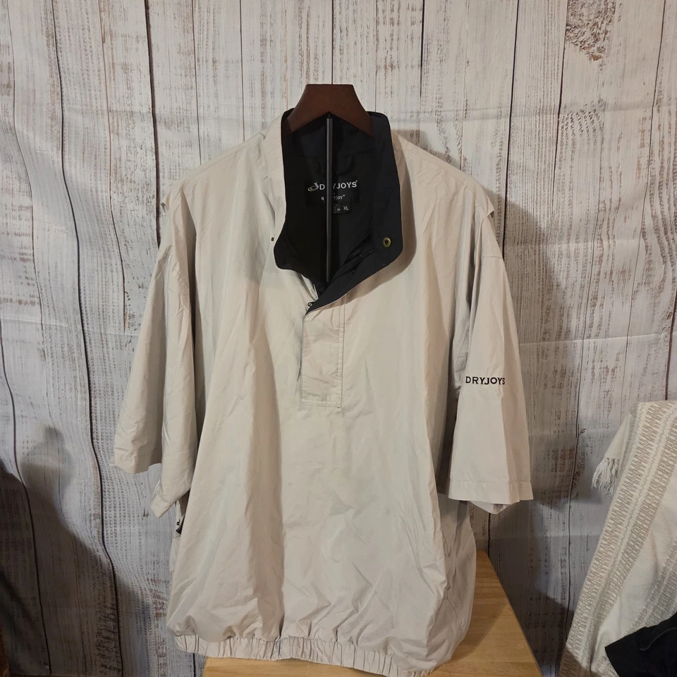 FootJoy DryJoys Men’s Beige Short Sleeve Golf Rain Wind Pullover Jacket XL - Image 2 of 4