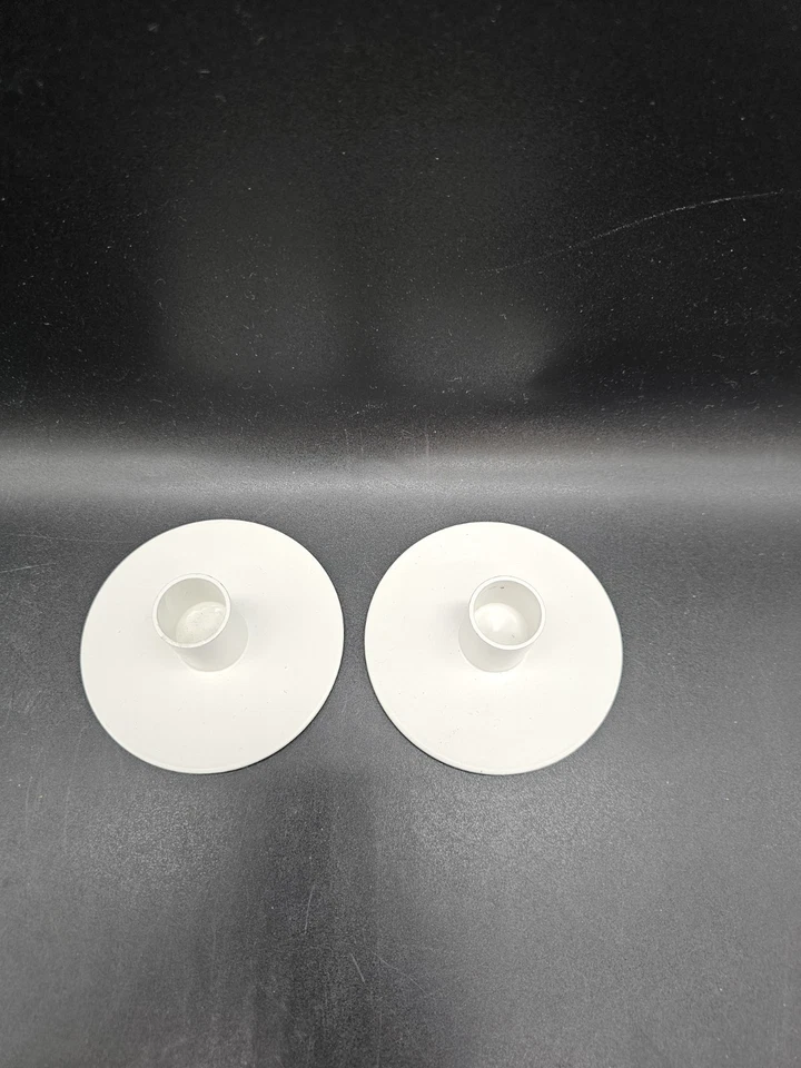 Ikea White Metal Taper Candleholder Pair Sleek Contemporary Scandinavian Modern - Image 2 of 4