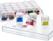 Bright Creations Bead Organizer Box - Clear Plastic, 30 Jars, 6.3 X 5.3 X 1.3 in