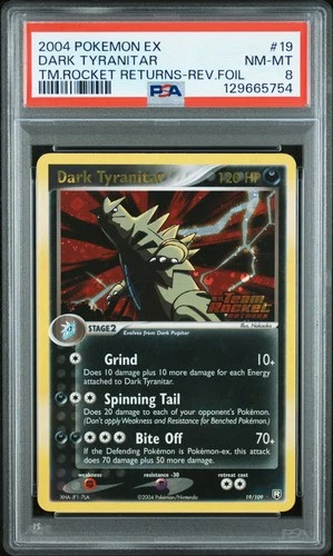 2004 POKEMON EX TEAM ROCKET RETURNS #19 DARK TYRANITAR-REVERSE FOIL PSA 8