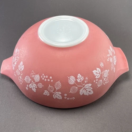 VTG Pyrex Pink&White Gooseberry Cinderella 4 qt Mixing Bowl 444 Scratches DWD