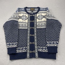 VINTAGE Woolrich Sweater Womens Medium Nordic Fair Isle Cardigan Wool Knit 90s