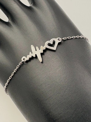 925 STERLING SILBER HERZSCHLAG PULS & HERZ ARMBAND 7'' LIEBE FREUNDSCHAFT 3892
