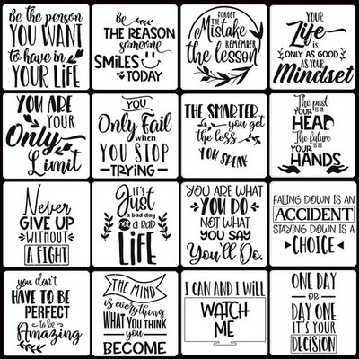 16/20 Pcs Reusable Word Stencils for Painting On Wood Shirt Canvas Fabric Decor