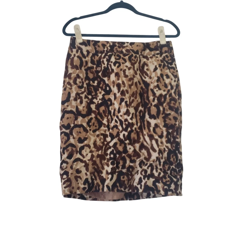 Falda lápiz Merona para mujer talla 10 estampado de leopardo carrera oficina grunge rockabilly Foto 2 de 4