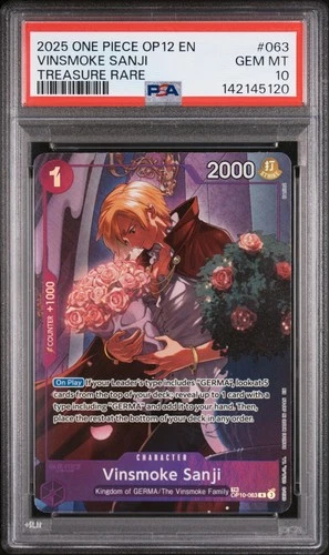 2025 One Piece #63 Sanji Treasure Rare Alt Art PSA 10 OP10-063 Legacy of Master