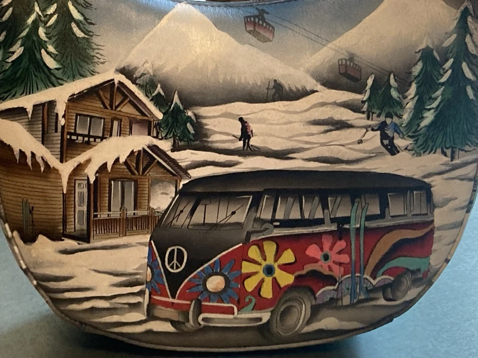 Nuevo Con Etiquetas Anuschka Apres Esquí Snowboard Paz Autobús Cartera de Cuero Foto 2 de 4