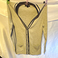 Tommy Hilfiger Women's Gray V-Neck Button Front Cardigan w/ Pockets Cotton M