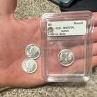 ICG MS70 PL Buffalo 1/10 oz .999 Silver Round Coin (ND) + 2, 1/10 oz rounds