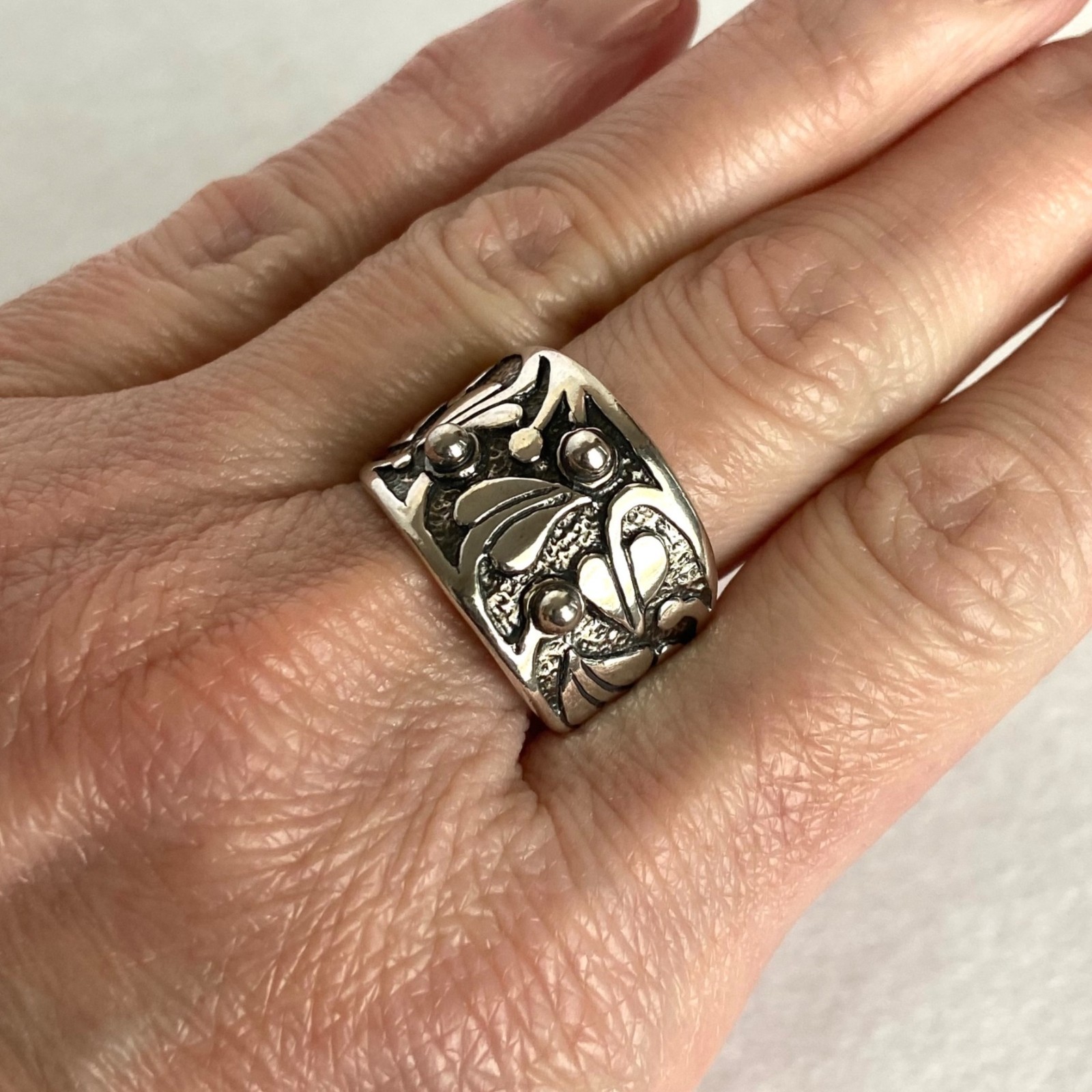 Signed Silpada Solid Sterling Silver 925 Floral V… - image 3