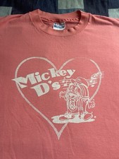 Vintage 80s McDonalds Mickey D’s T-Shirt Pink Size Large USA Made RARE Promo