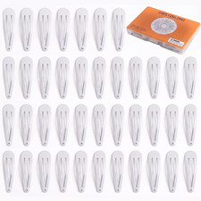 40 Pcs White Metal Snap Hair Clips, 2" Non-Slip Barrettes for Women Girls