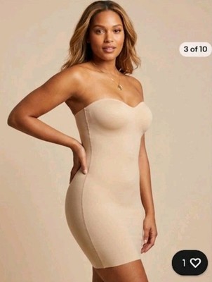 Maidenform Self Expressions Strapless Slip Womens Medium 36B Beige Shapewear