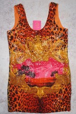 VERSACE FOR H&M ICONIC SEQUINED LEOPARD TROPIC PRINT MINI TANK DRESS size 6 36