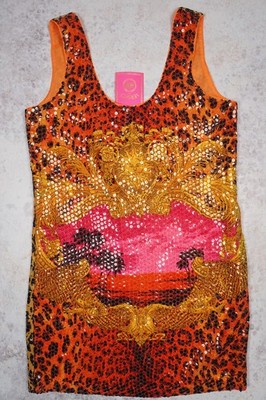 VERSACE FOR H&M ICONIC SEQUINED LEOPARD TROPIC PRINT MINI TANK DRESS size 6 36