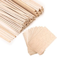 150 Pieces Balsa Wood Sticks Hardwood Square Wooden Craft and Sheets 