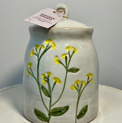 Potter s Studio artisan collection stoneware storage jar, featuring hand-painted