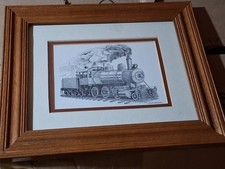 Vintage - Steam Locomotive Train Print by Gregoire, Matted Framed NICE