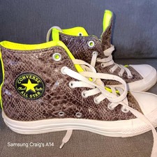Rare Converse Snakeskin & Lumo Green Trainers Sneakers UK 4 Mens size 