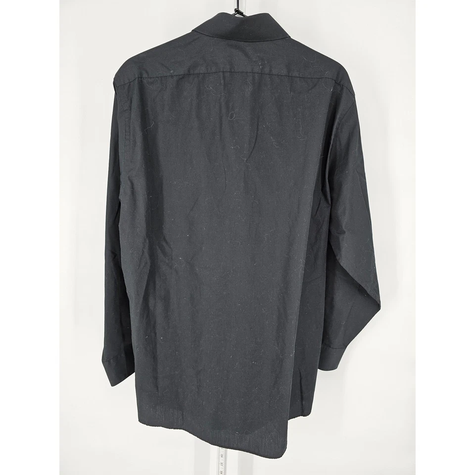 Camisa de vestir de popelina negra lisa Arrow para hombre talla 15 1/2 32-33 Foto 3 de 3