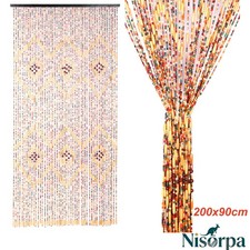 Wood Bamboo Beaded Curtain Fly Screen Panel Door Curtain Divider Bead String AU